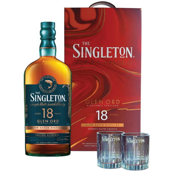 蘇格登18年單一麥芽蘇格蘭威士忌 700ml 禮盒 連酒杯X2 SINGLETION AGED 18 YEARS GLEN OLD GIFT BOX