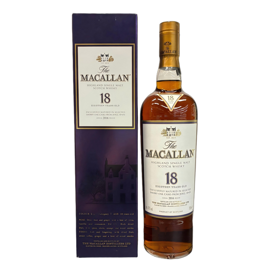 麥卡倫18年2016年雪莉桶威士忌（舊版）700ml THE MACALLAN HIGHLAND SINGLE MALT WHISKY AGE 18 YEARS SHERRY OAK