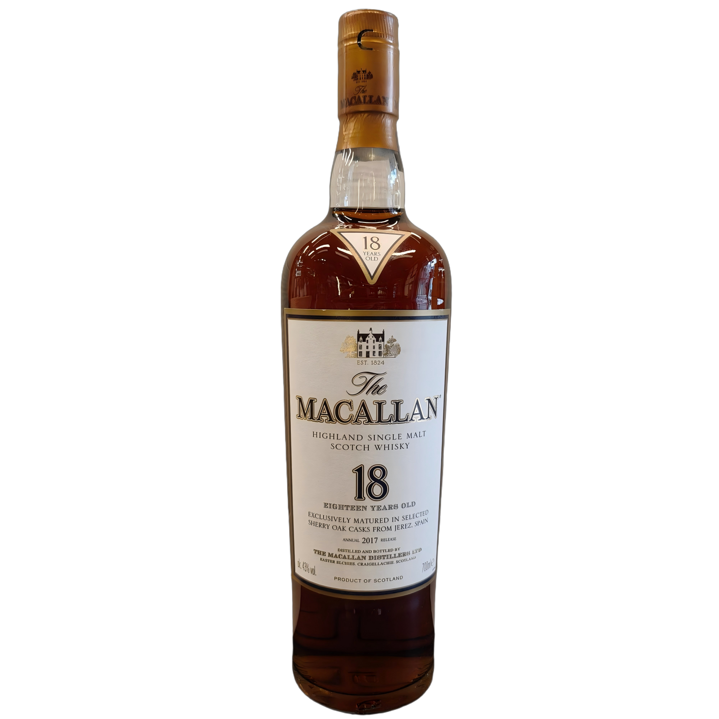 麥卡倫18年2017年雪莉桶威士忌（舊版）無盒700ml THE MACALLAN HIGHLAND SINGLE MALT WHISKY AGE 18 YEARS SHERRY OAK（without box）