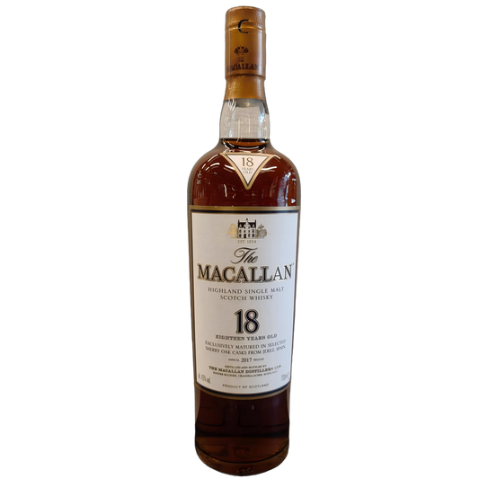 麥卡倫18年2017年雪莉桶威士忌（舊版）無盒700ml THE MACALLAN HIGHLAND SINGLE MALT WHISKY AGE 18 YEARS SHERRY OAK（without box）