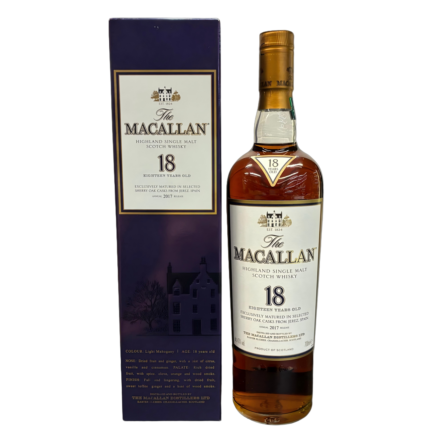 麥卡倫18年2017年雪莉桶威士忌（舊版）700ml THE MACALLAN HIGHLAND SINGLE MALT WHISKY AGE 18 YEARS SHERRY OAK