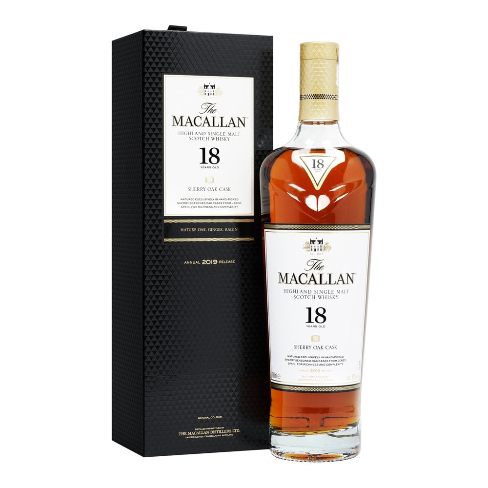 麥卡倫18年單桶雪莉桶威士忌2019年(舊版)700ml  THE MACALLAN HIGHLAND SINGLE MALT WHISKY AGE 18 YEARS SHERRY OAK