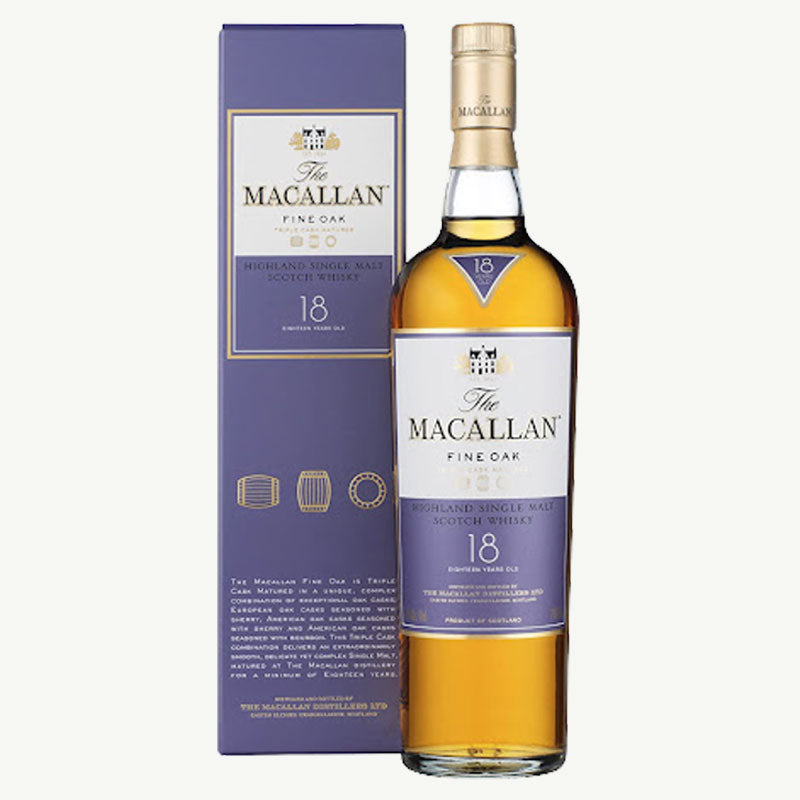 麥卡倫18年黃金三桶威士忌（舊版）700ml THE MACALLAN HIGHLAND SINGLE MALT WHISKY AGE 18 YEARS FINE OAK TRIPLE CASK MATURED