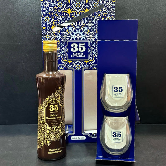 L35朱古力酒【傳統風味】禮盒套裝（500ML+2杯)  Licor 35 Traditional Flavors Choco  500ML