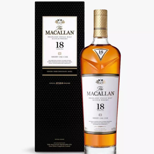 麥卡倫18年單桶雪莉桶威士忌 700ml THE MACALLAN HIGHLAND SINGLE MALT WHISKY AGE 18 YEARS SHERRY OAK